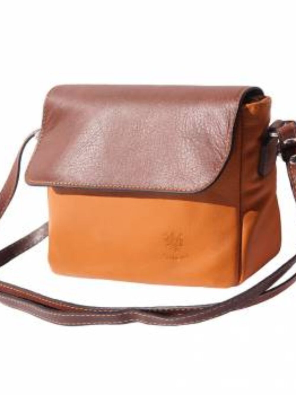 New Florence Leather Market orange and brown Italian leather crossbody bag